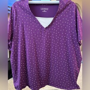 Women’s polka dot shirt w button accent